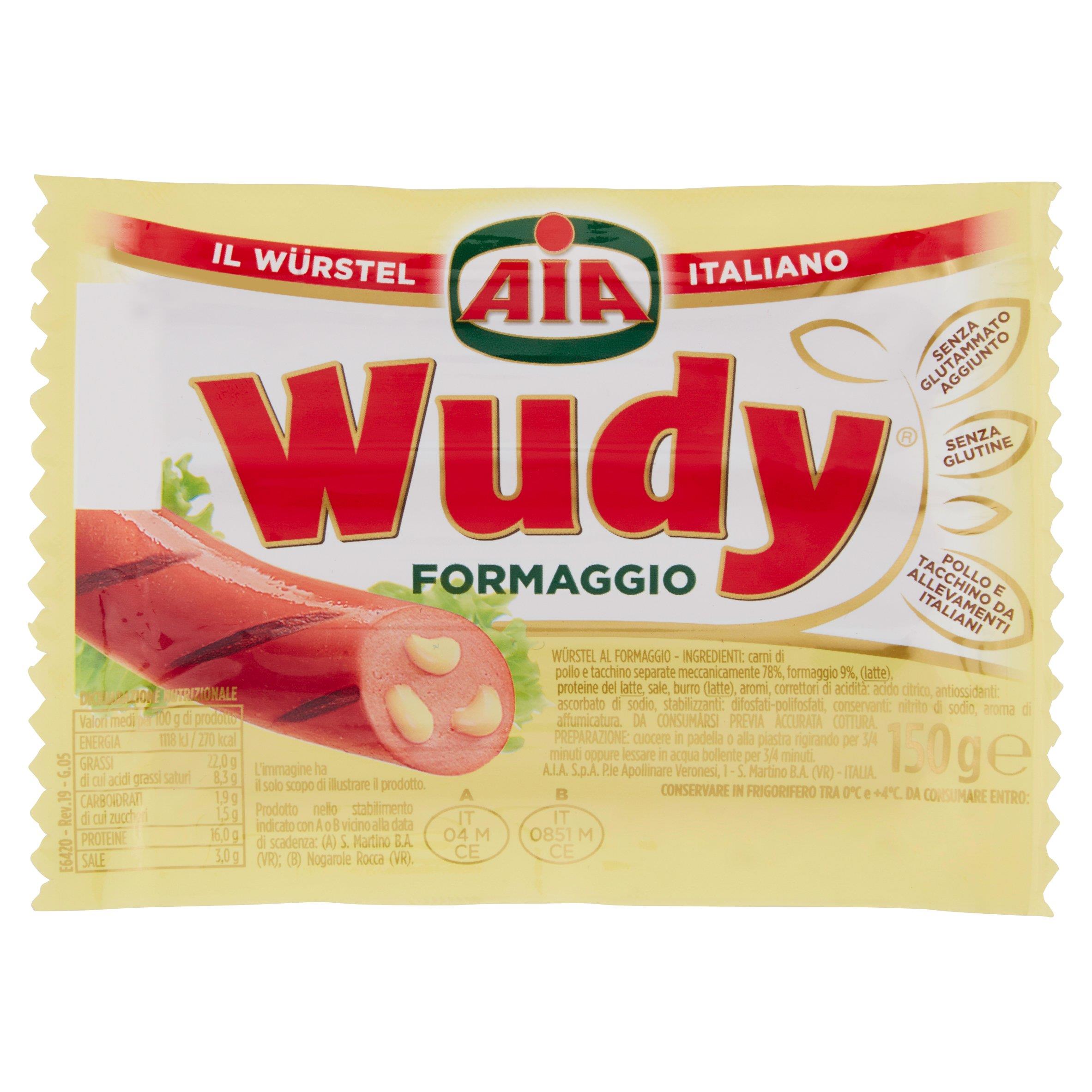 AIA WURSTEL WUDY FORMAGGIO 150 GR   L