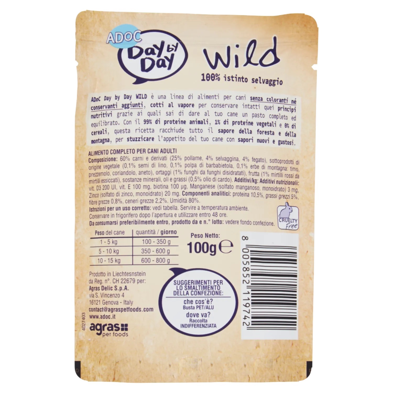 ADOC DOG WILD SELVAGGINA 100 GR   L