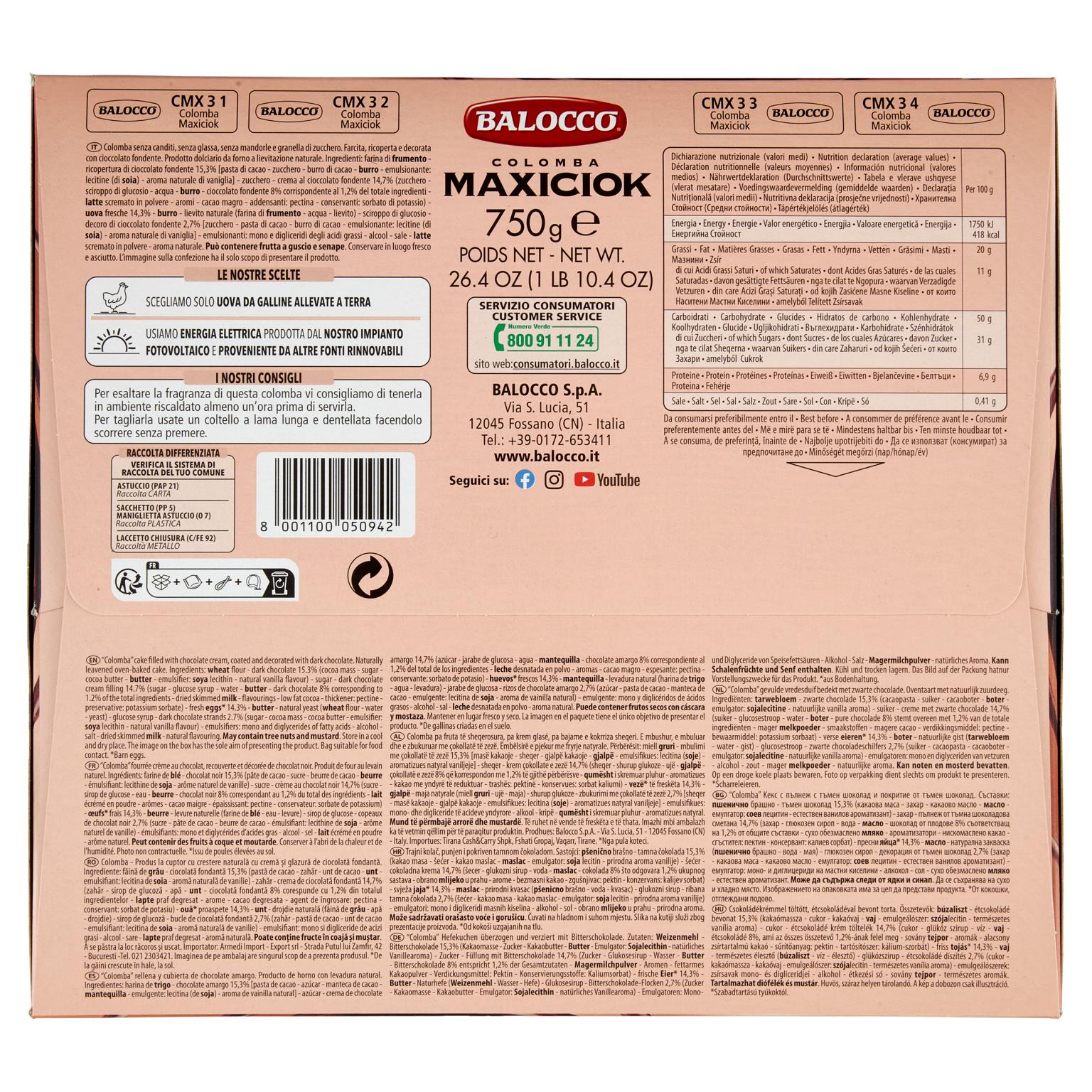 BALOCCO COLOMBA MAXICIOCK 750 GR PASQ   M