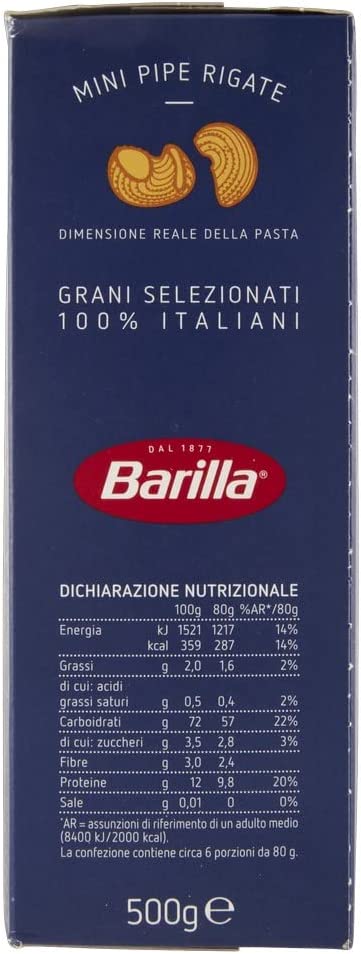 PASTA BARILLA PIPE RIGATE ( OGNI 4 PACCHETTI , ANCHE NON DELLO STESSO  FORMATO , AVRAI SEMPRE UN OMAGGIO , IL VALORE DEL OMAGGIO CI RENDE SEMPRE  SUPER COMPETITIVI ) - Latteria Locatelli