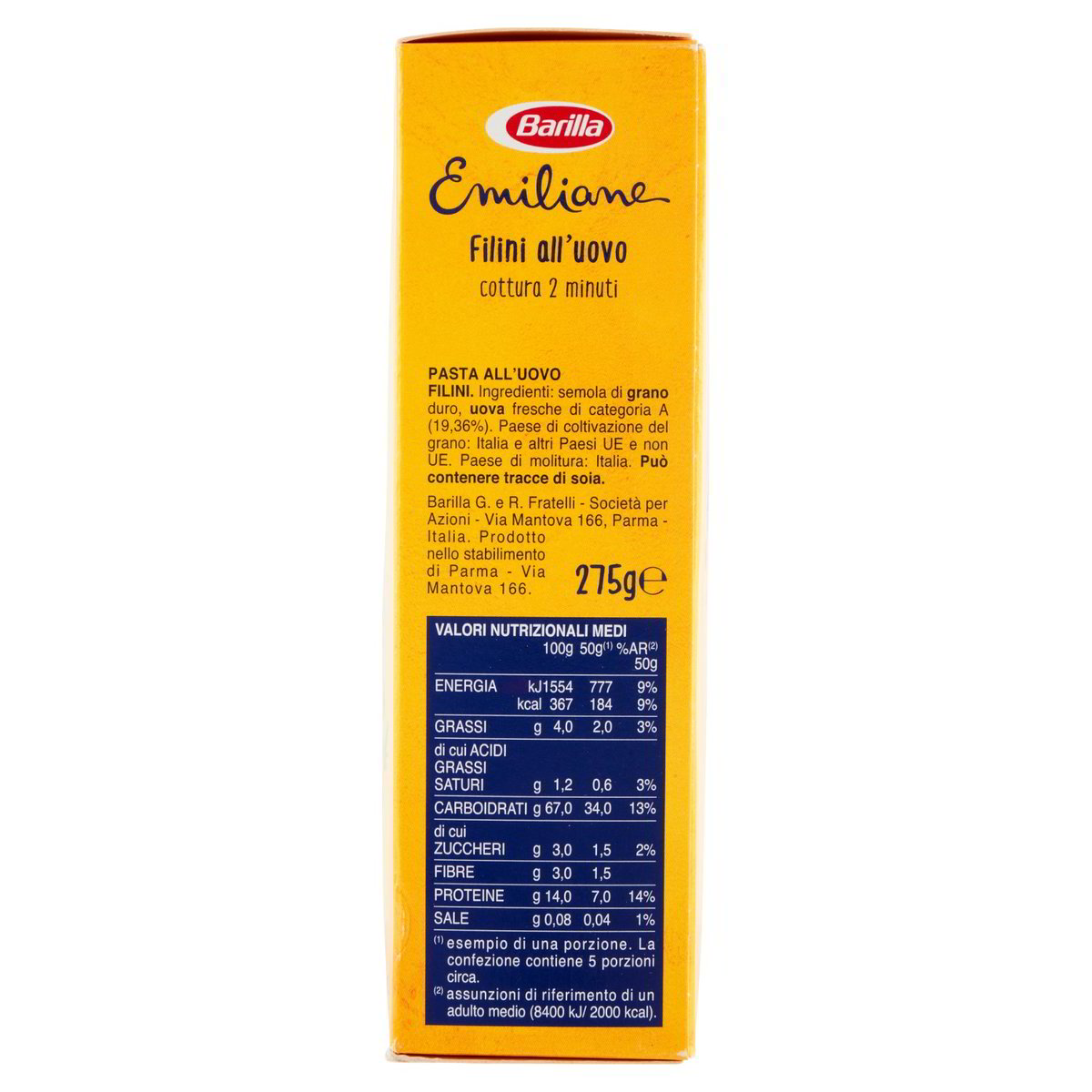 BARILLA PASTA UOVO 14 FILINI 250 GR   S