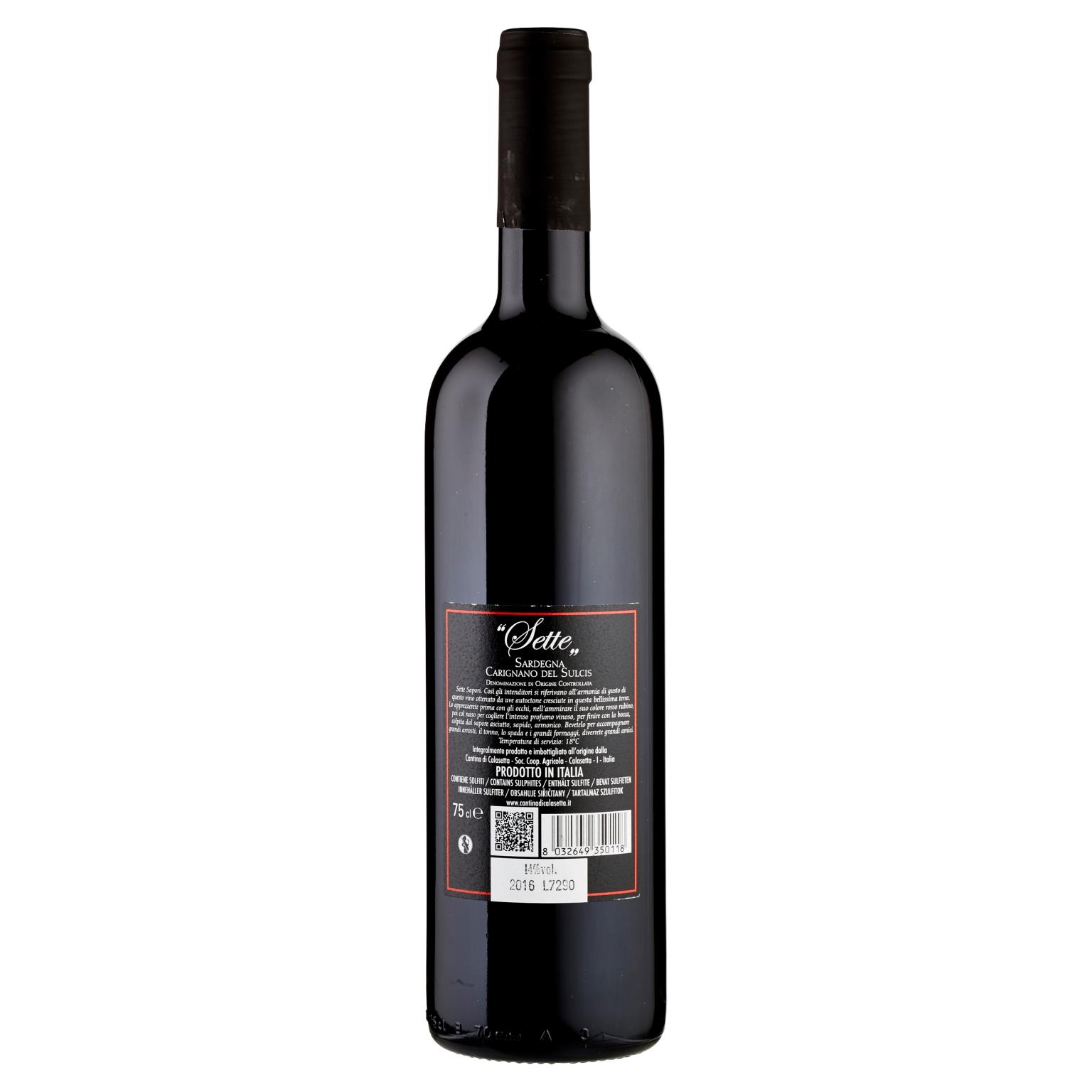 CARIGNANO SETTE CALASETTA DOC 750 ML   M