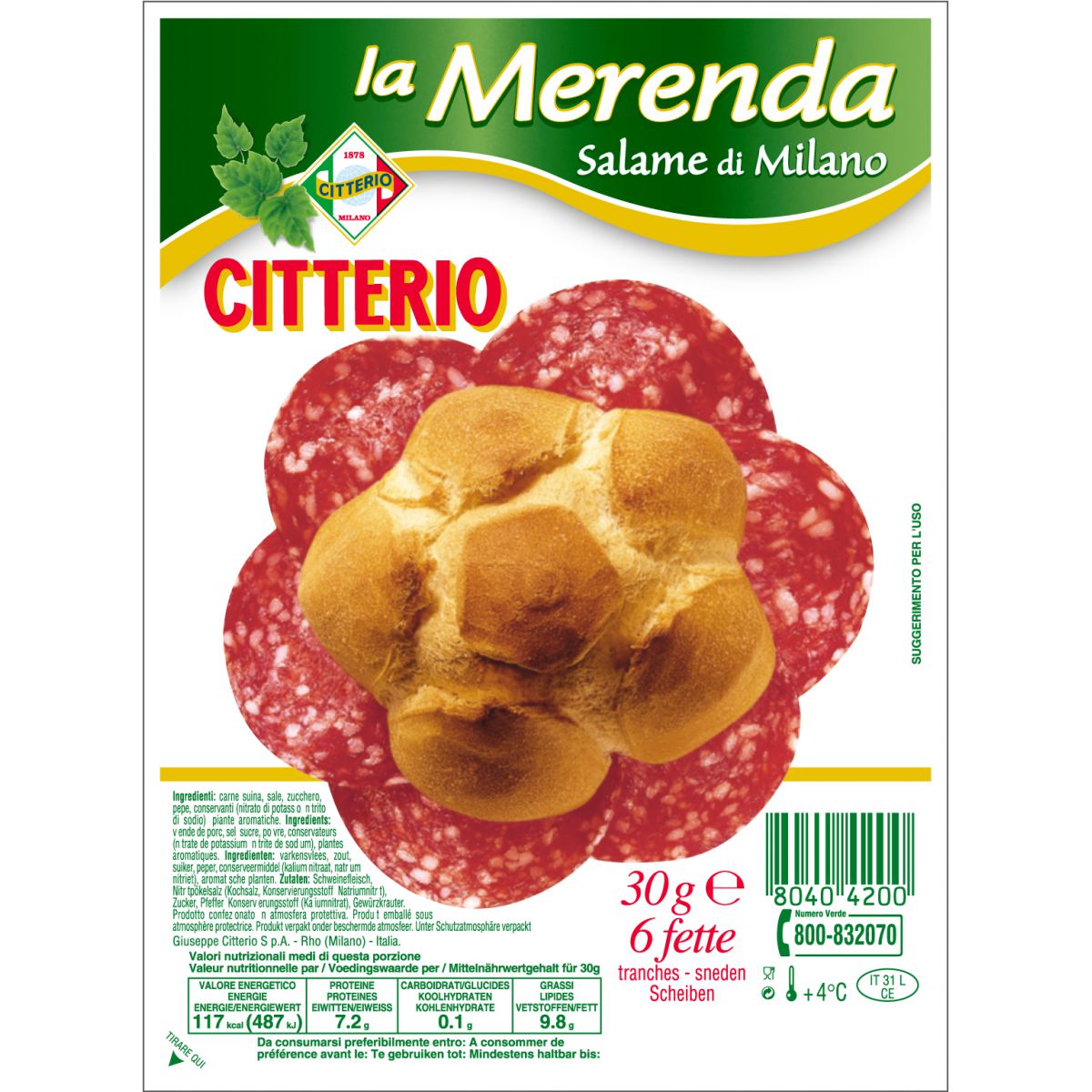 CITTERIO MERENDA SAL MILANO 30 GR   S