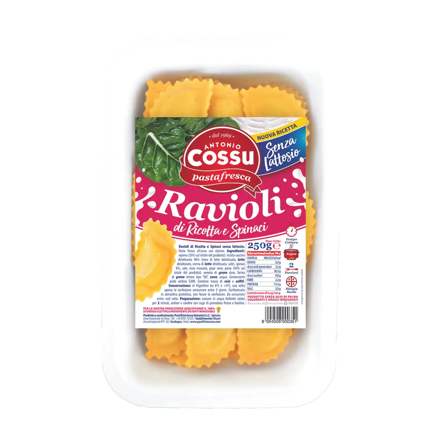 COSSU RAVIOLI RIC/SPIN S/L 250 GR   L