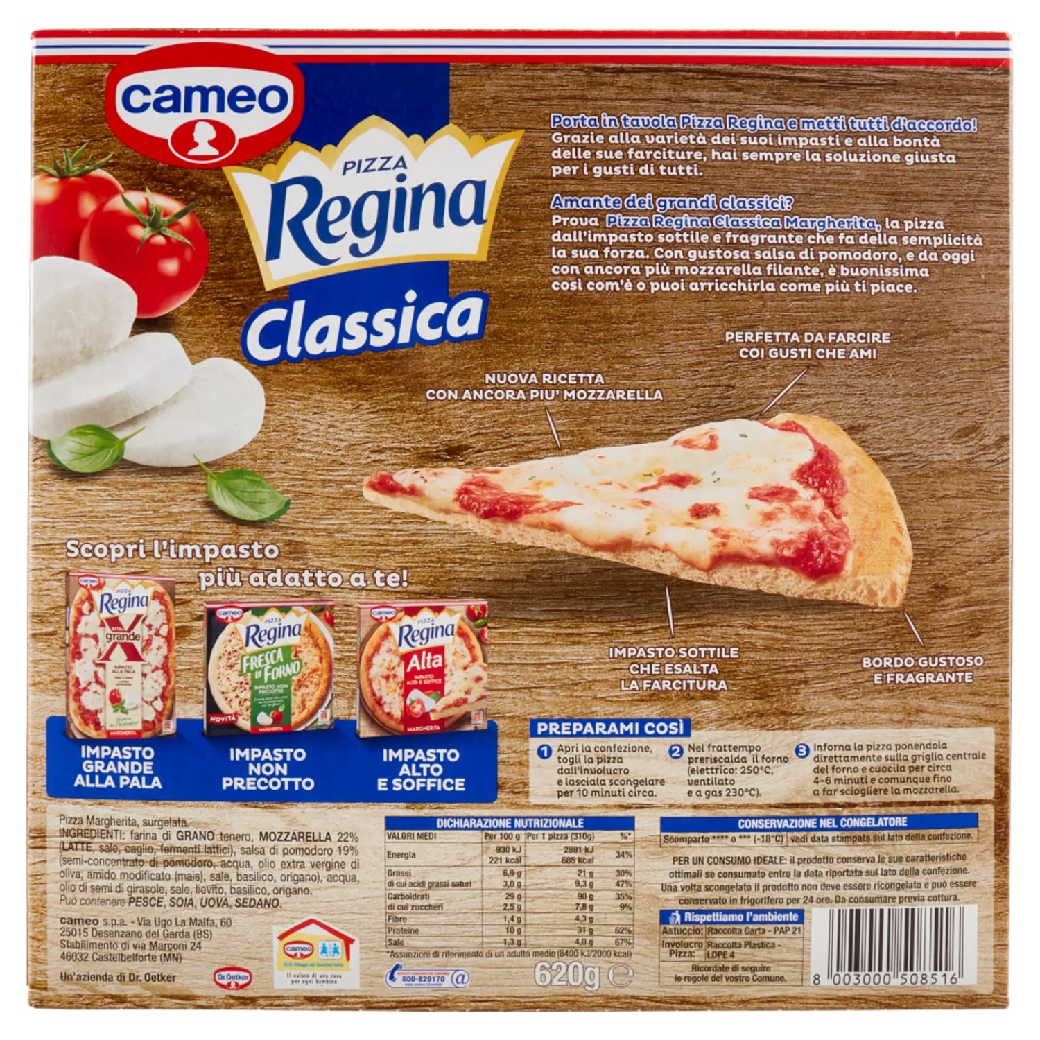 CAMEO PIZZA REGINA MARGHERITA 620 GR INVER   XL