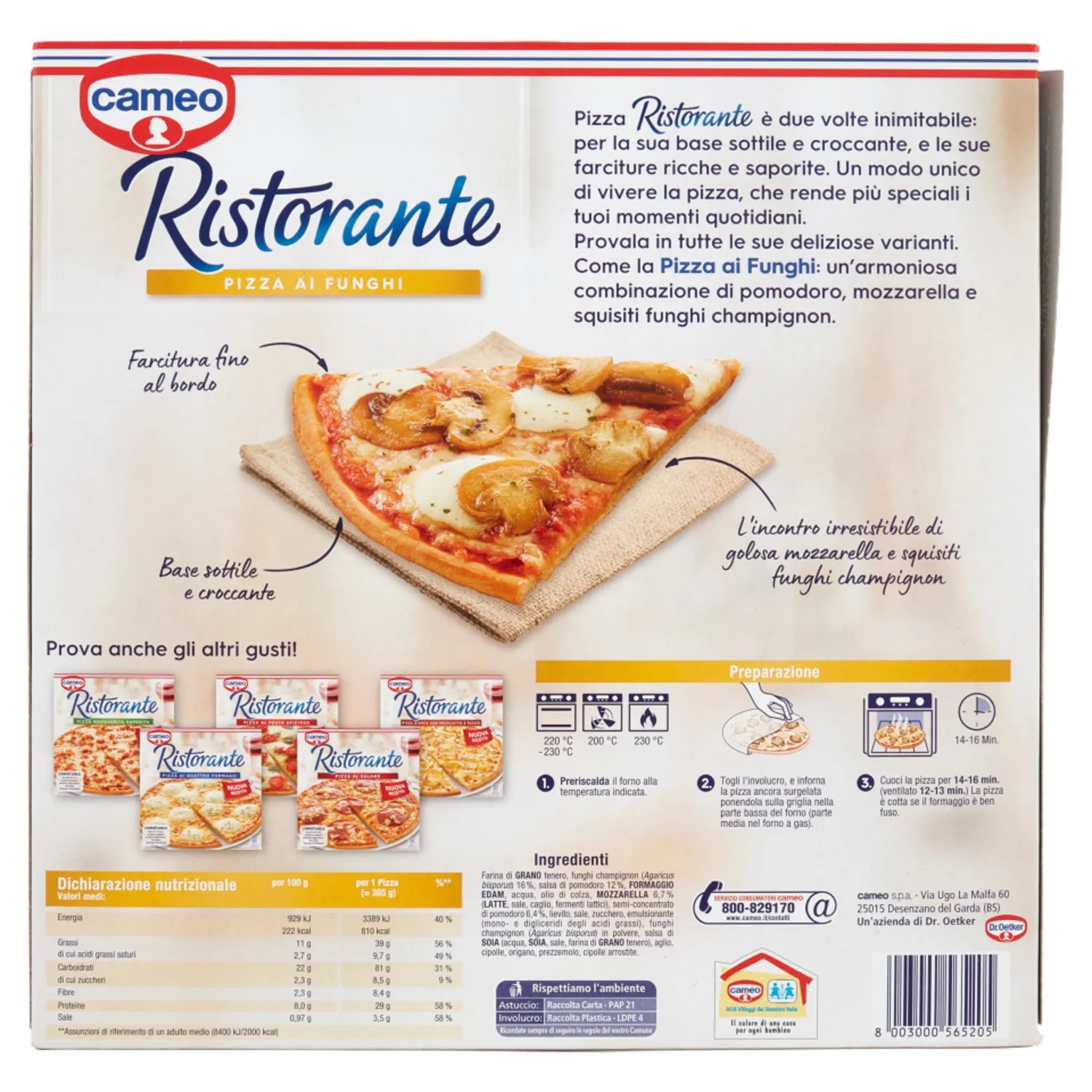 CAMEO PIZZA RIST FUNGHI 365 GR   S