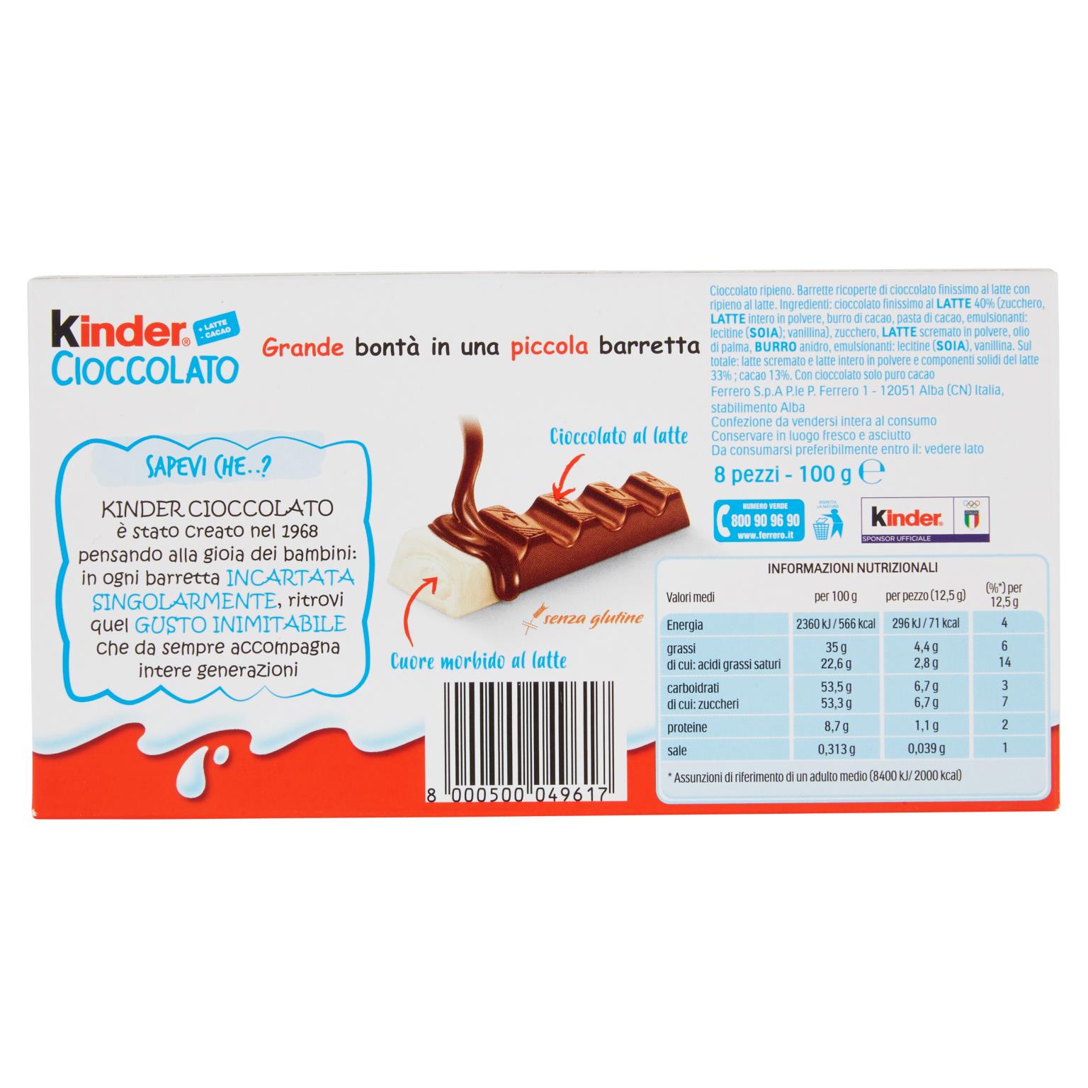 FERRERO KINDER BARRETTE T 8 INVER   S