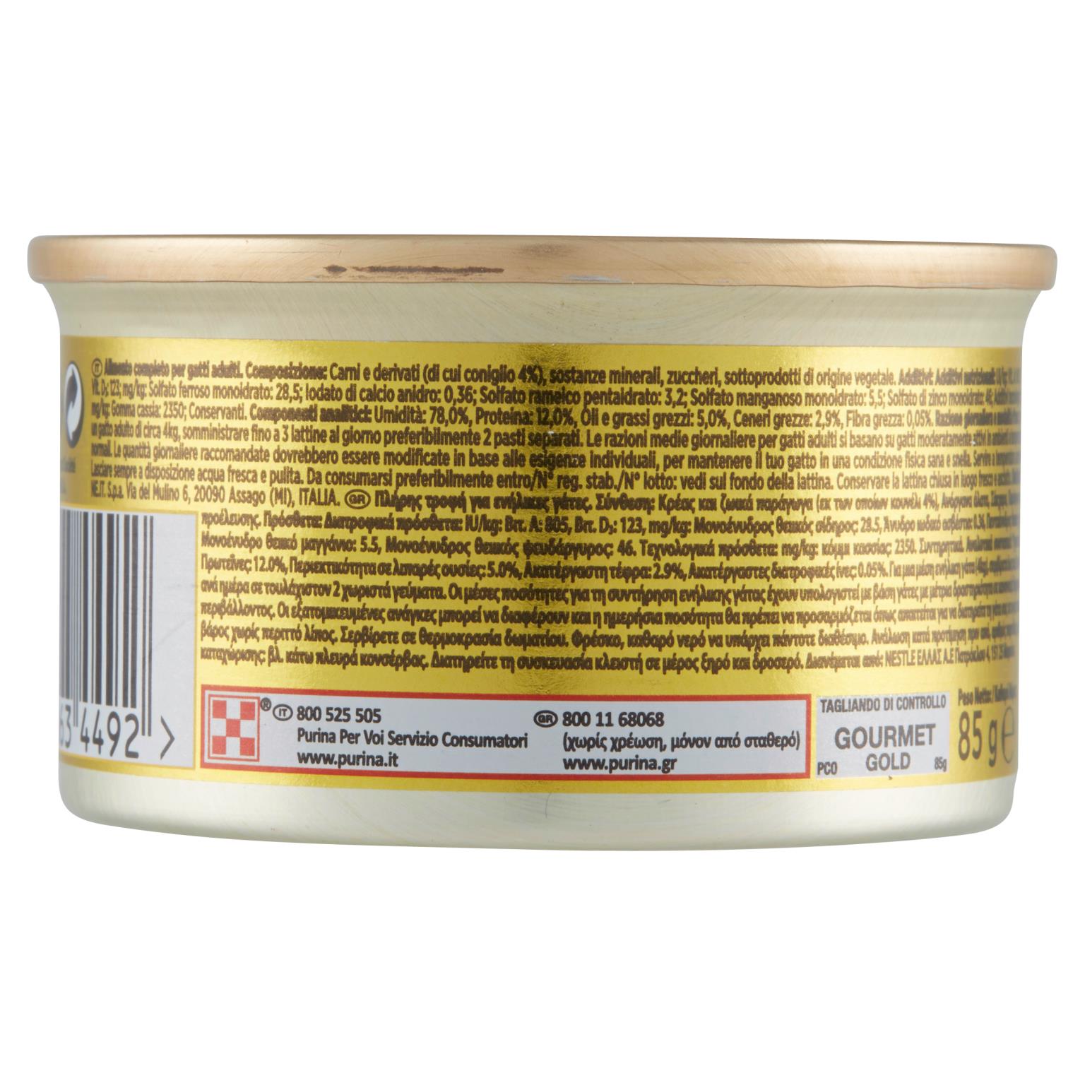 GOURMET GOLD CONIGLIO PATE 85 GR   L