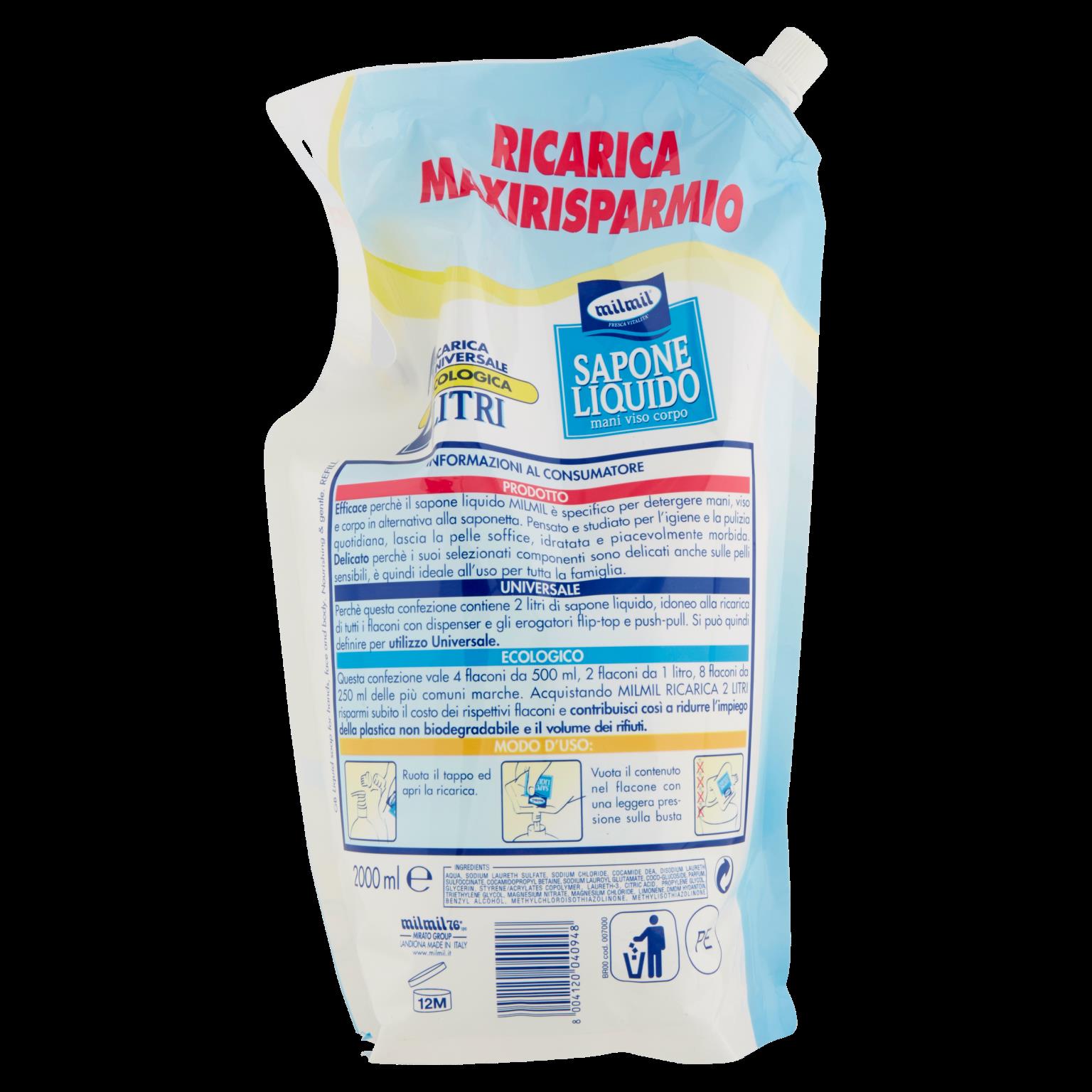 MIL MIL SAPONE NUTRI RICARICA 2 LT   L