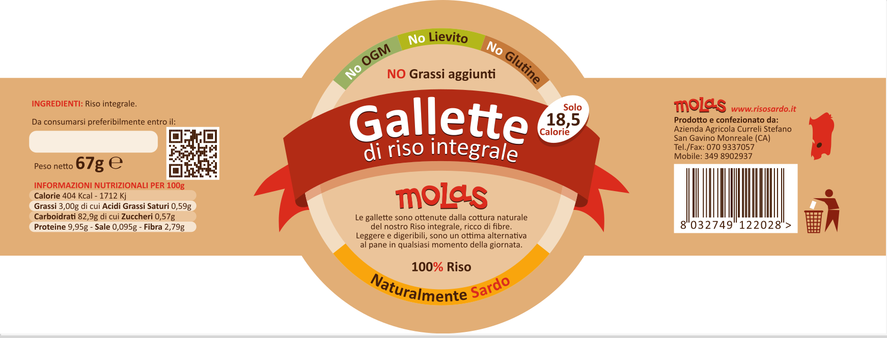 MOLAS GALLETTE DI RISO INTEGRALE 67 GR   S