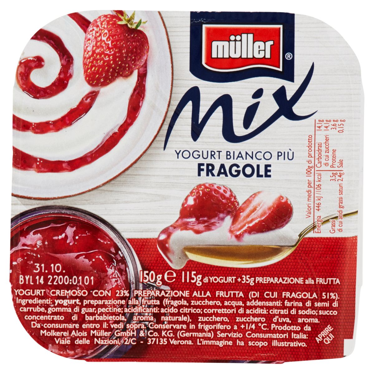 MULLER MIX FRAGOLE 150 GR   S