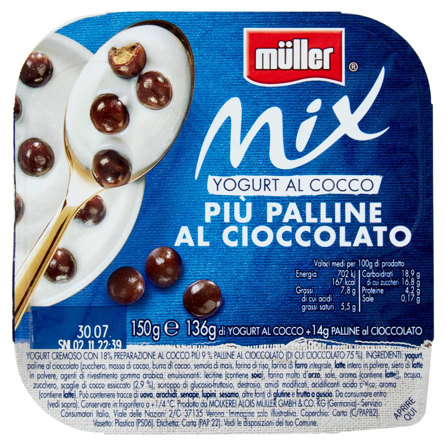 MULLER MIX COCCO E CIOCCOLATO 150 GR   M