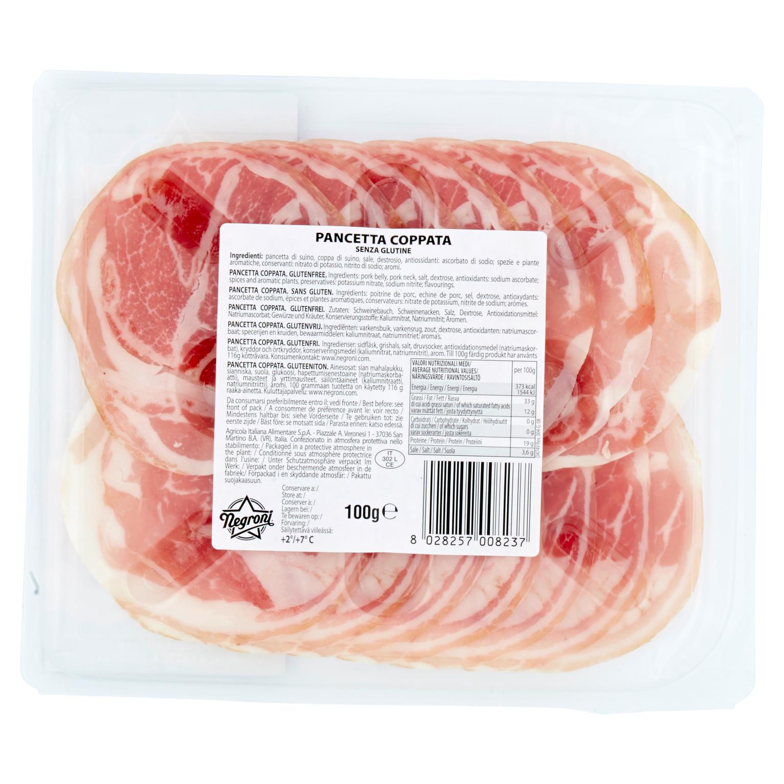 NEGRONI VASCH PANCETTA COPPATA 100 GR   M