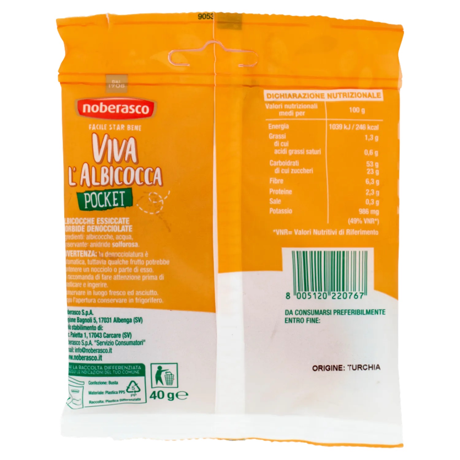 NOBERASCO ALBICOCCA POCKET 40 GR   M