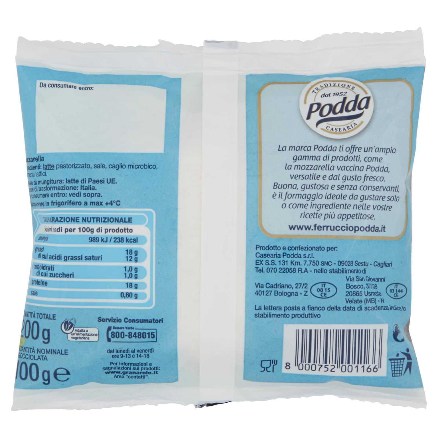 PODDA MOZZARELLA 100 GR VENT LMV   S