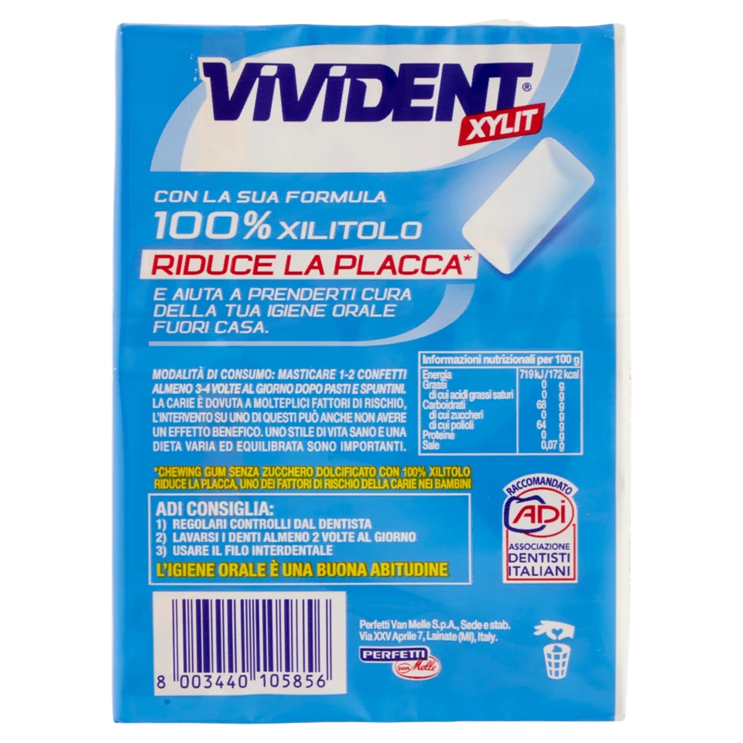 PERFETTI VIVIDENT XYLIT SPEARMINT 2 PZ   M