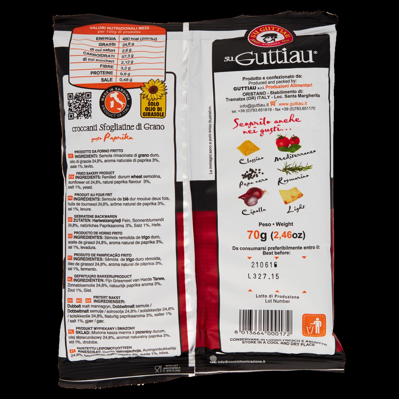 SU GUTTIAU SNACK PAPRIKA 70 GR   L