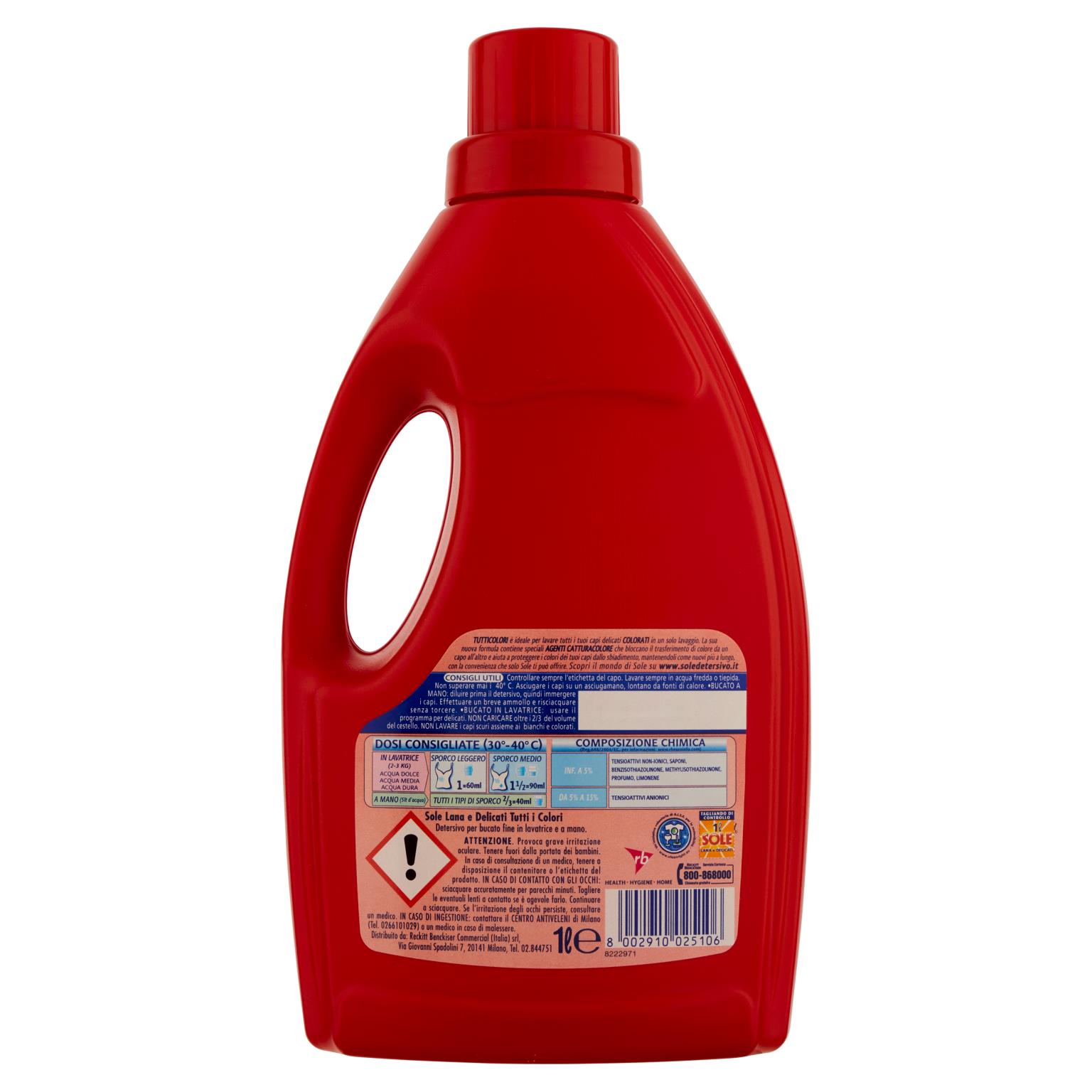 Sole detersivo bucato a mano e lavatrice liquido capi delicati colorati 16  lavaggi 1 litro –