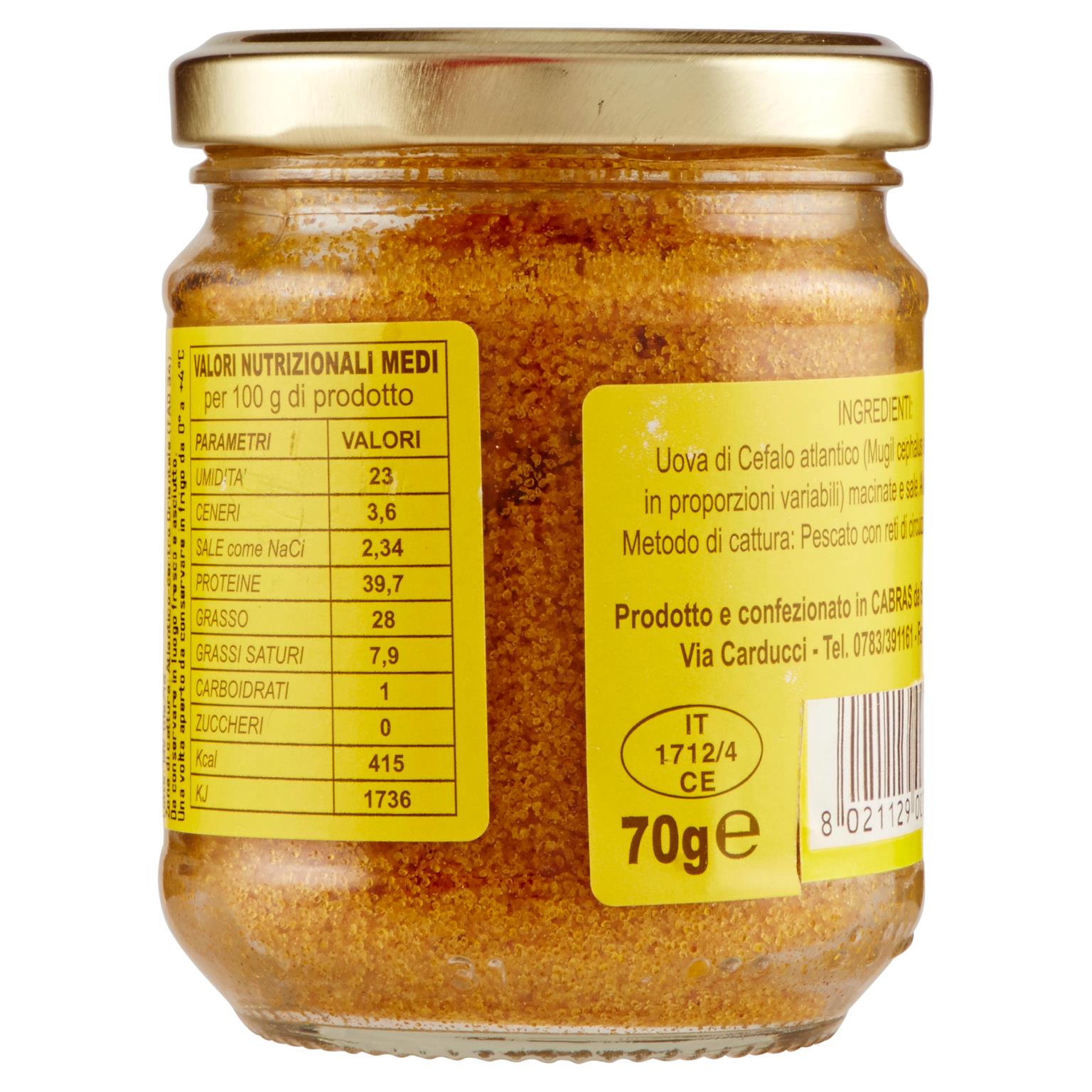 SPANU BOTTARGA MUGGINE VASO 70 GR   S