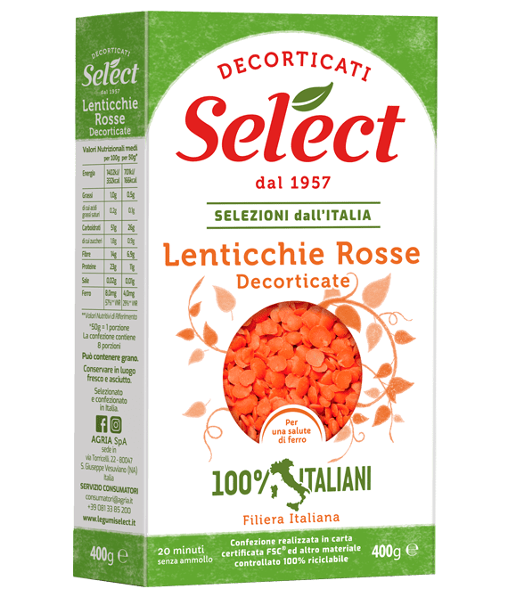 SELECT LENTICCHIE ROSS DECORTICATI 400 GR   M