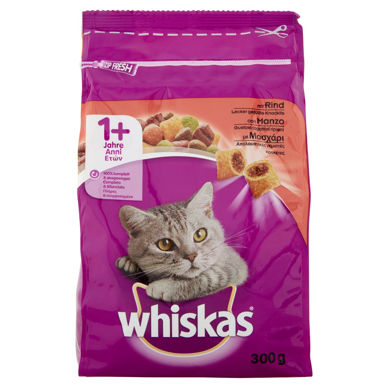 WHISKAS CAT 1 MANZO DRY 300 GR   L